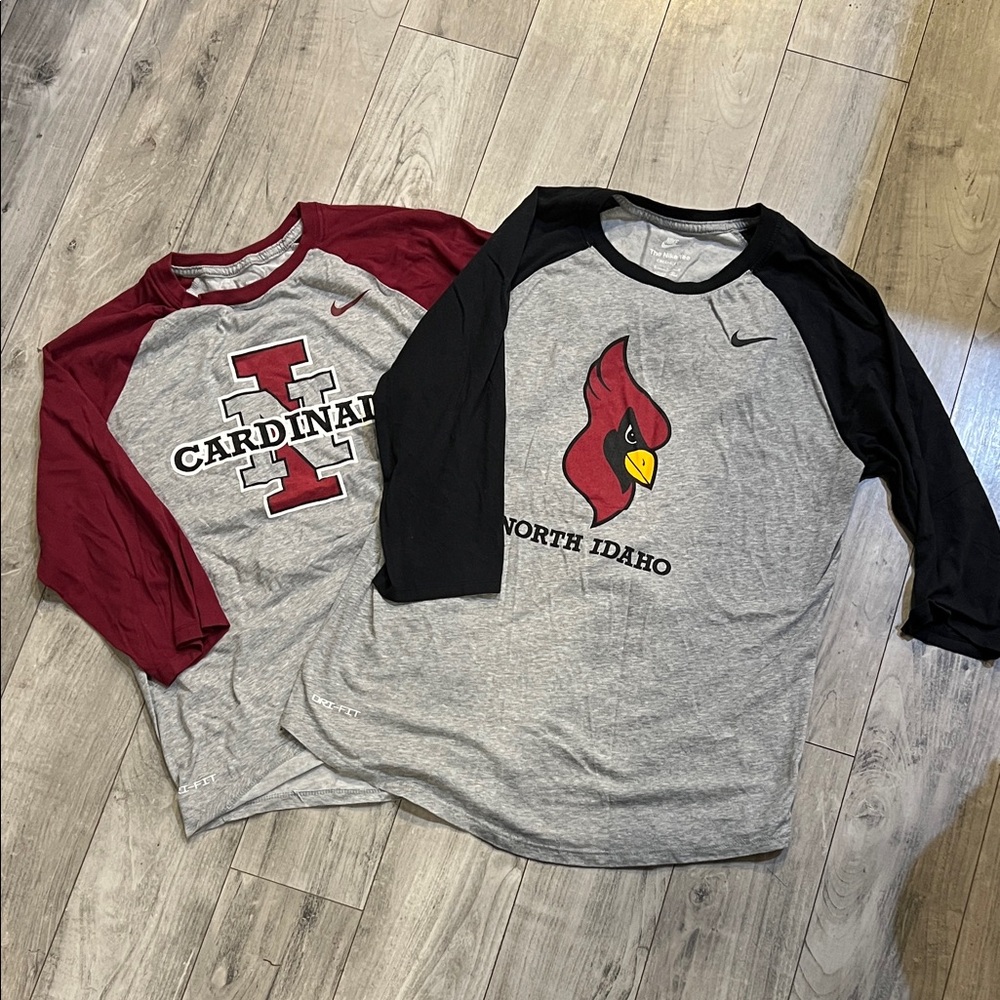 Nike Gray and Red Raglan Tees